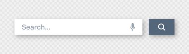 Arama çubuğu şablonu. Arama kutusu, adres çubuğu ve metin alanı olan internet tarayıcı motoru. Kullanıcı tasarımı, web arayüzü ögesi web simgeleri ve düğmeye basın. Vektör illüstrasyonu.