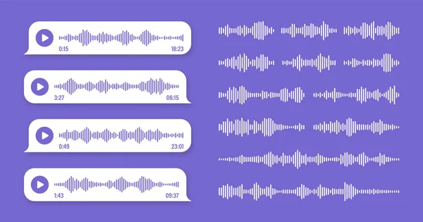 Stimme Audiobotschaft Violette Sprechblase Sms Textrahmen Chat Den Sozialen Medien — Stockvektor