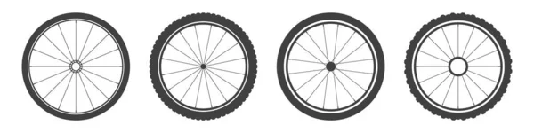 Coleção Símbolos Roda Bicicleta Preta Silhuetas Pneus Borracha Bicicleta Ciclo —  Vetores de Stock