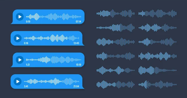 Stimme Audiobotschaft Blaue Sprechblase Sms Textrahmen Chat Den Sozialen Medien — Stockvektor