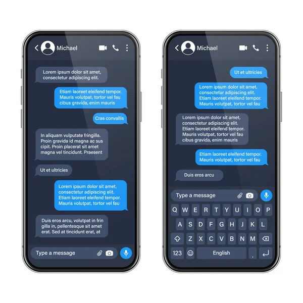 Realistische Smartphone Met Messaging App Sms Tekst Frame Gesprek Chatscherm — Stockvector