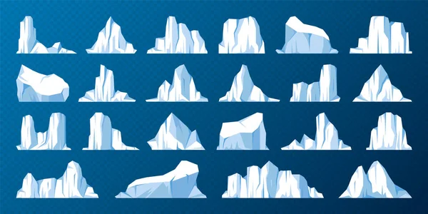 Colección Icebergs Flotantes Glaciar Ártico Deriva Bloque Agua Congelada Del — Vector de stock