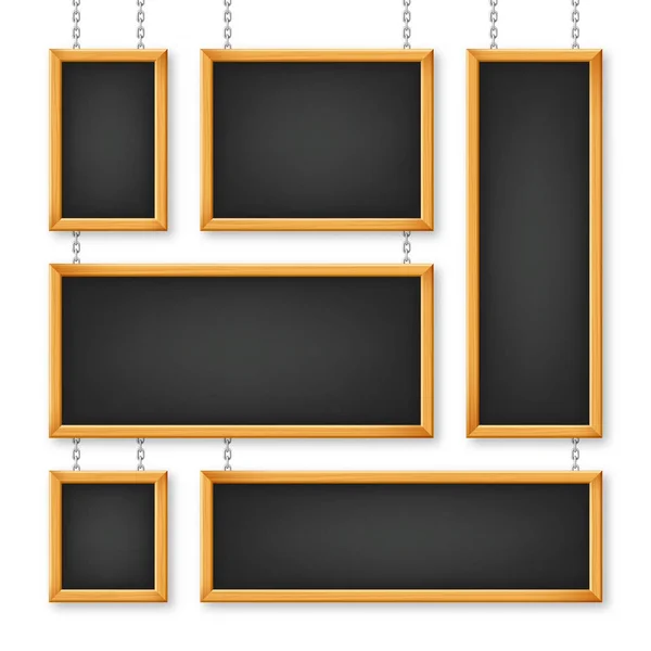 Signboards Wooden Frame Hanging Metal Chain Restaurant Menu Board School — ストックベクタ