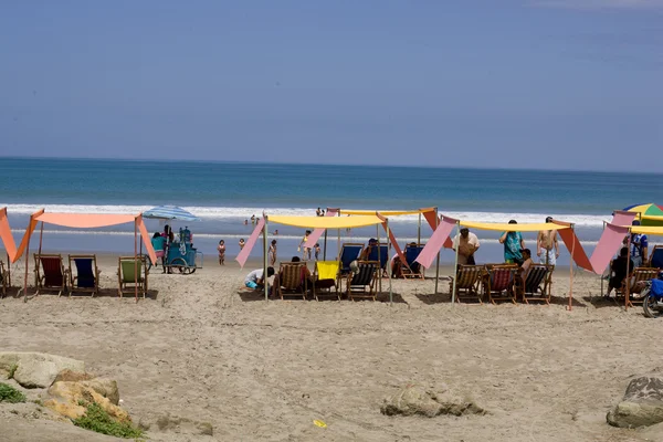 Пляжні стільці на піщаному пляжі — стокове фото