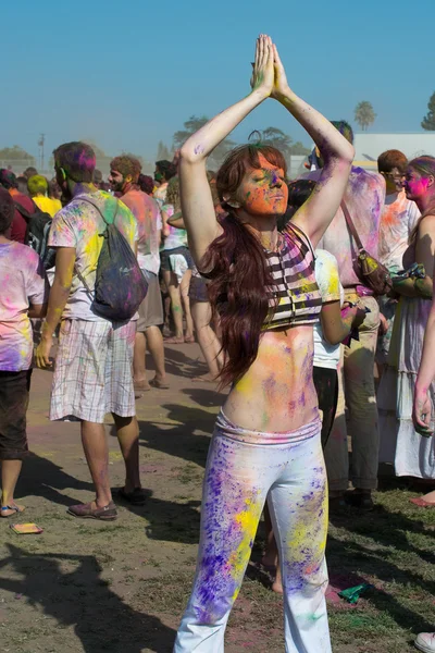 Renk Holi festival kutlamak — Stok fotoğraf