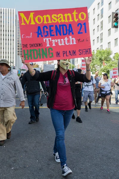 Manifestantes se manifestaron en las calles contra la corporación Monsanto . — Foto de Stock