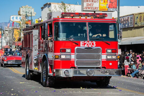 Fire Truck during Golden Dragon Parede — Stock Photo, Image