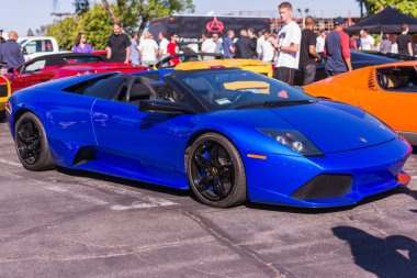 bir yıllık olay superc otopark sergi mavi lamborghini