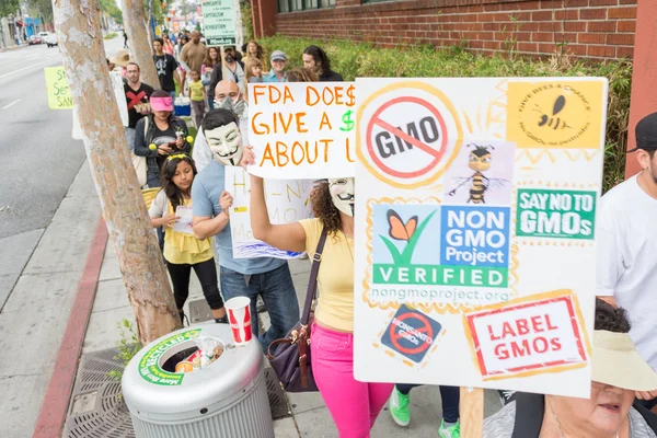 Demonstranterna samlades på gatorna mot monsanto corporation — Stockfoto