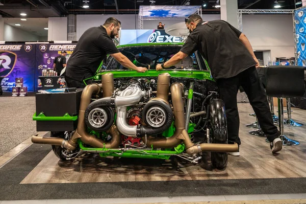 Las Vegas Usa Novembre 2021 Meccanica Lavoro Motore Muscle Car — Foto Stock