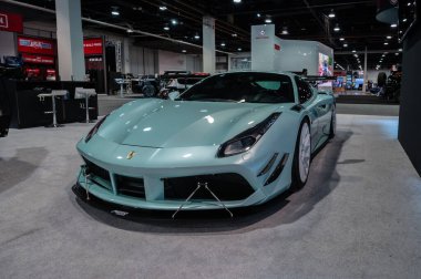 Las Vegas, ABD - 5 Kasım 2021: Ferrari F8 Övgüleri SEMA Show 'da sergilendi