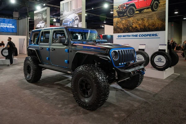 Λας Βέγκας Ηπα Νοεμβρίου 2021 Jeep Wrangler Παρουσιάζεται Στο Sema — Φωτογραφία Αρχείου