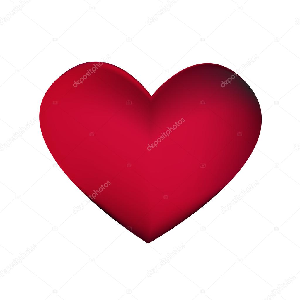 Red heart on a white background
