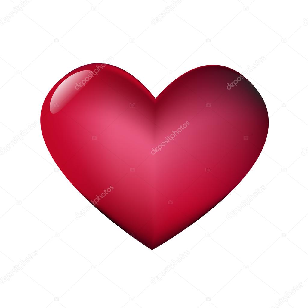 Red pink heart on a white background