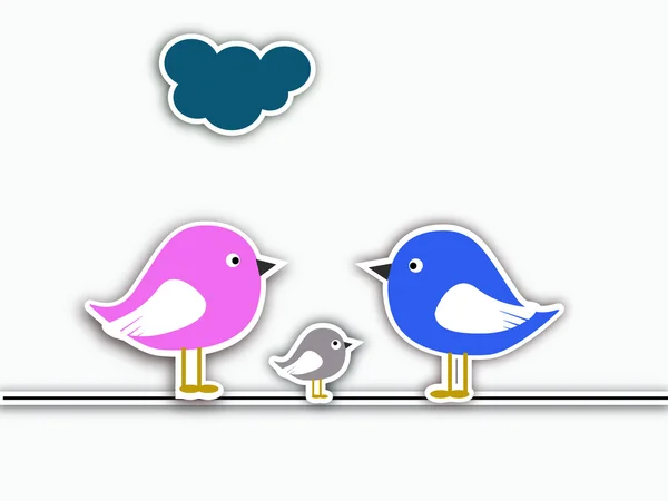 Collage familia de aves — Vector de stock