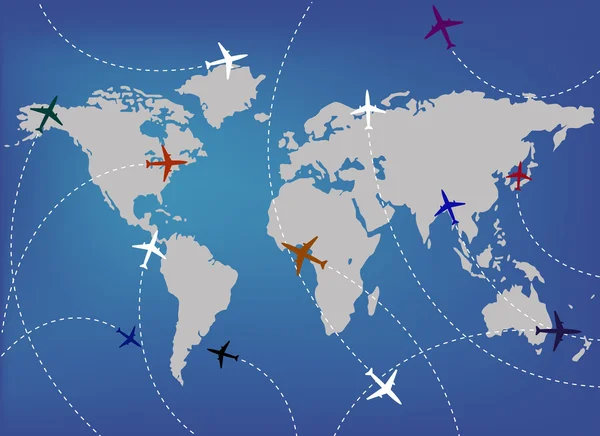 Aviões e mapa —  Vetores de Stock