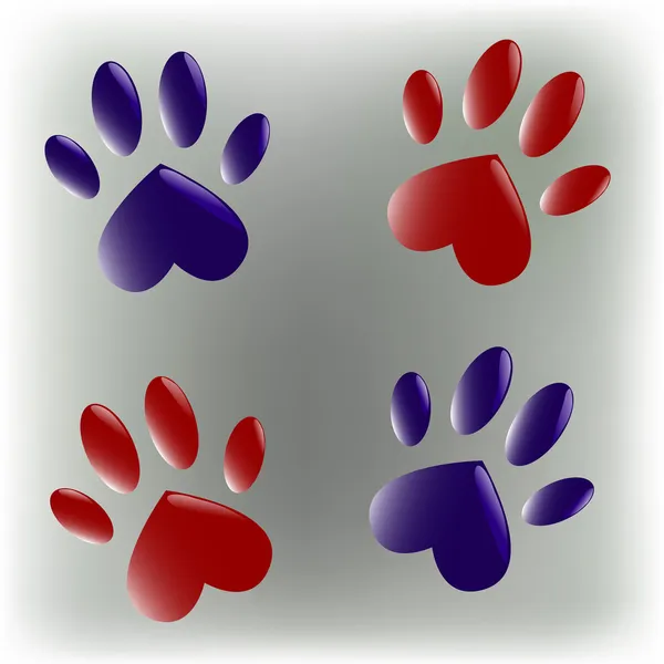 Blue and red paws — Stock Vector