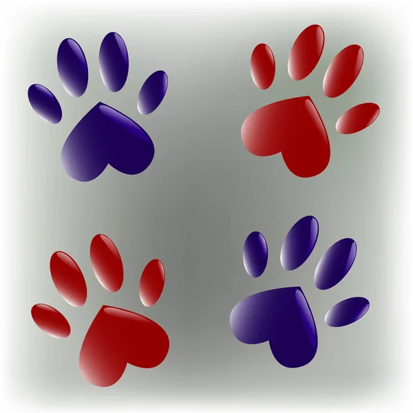 Blue and red paws — Stock Vector