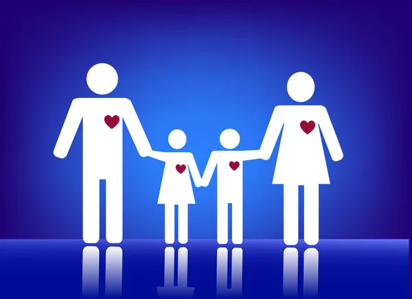 Família com coração —  Vetores de Stock