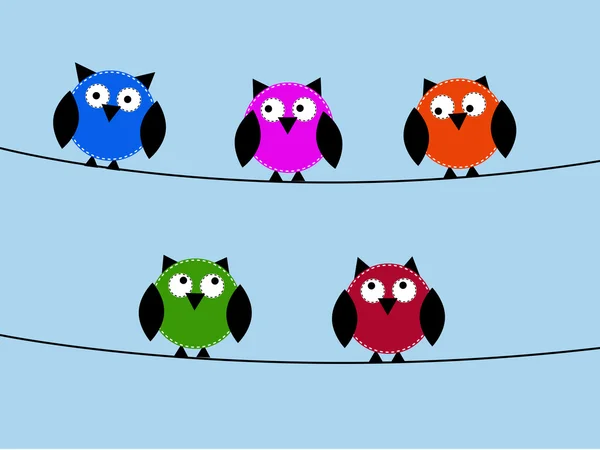 Five owls — Stock Vector