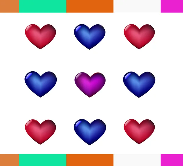 Three colors hearts — Stock Vector