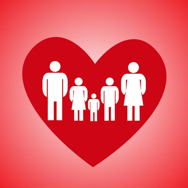 Red heart and family — Stock Vector