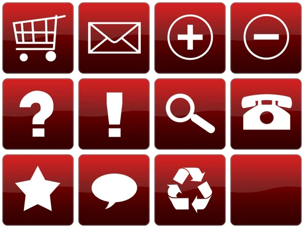 Red Glossy Web Icon Set — Stock Photo, Image