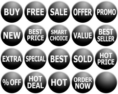 siyah promosyon web bir simgeler kümesi