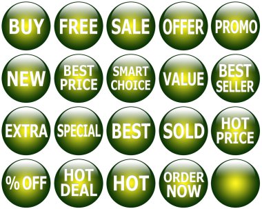 parlak koyu yeşil sarı promosyon web-simge kümesi