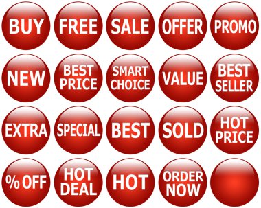 parlak kırmızı promosyon web-simge kümesi