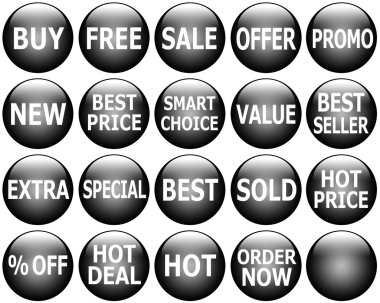 parlak siyah promosyon web-simge kümesi