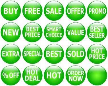 parlak yeşil promosyon web-simge kümesi