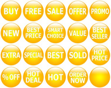 parlak sarı promosyon web-simge kümesi