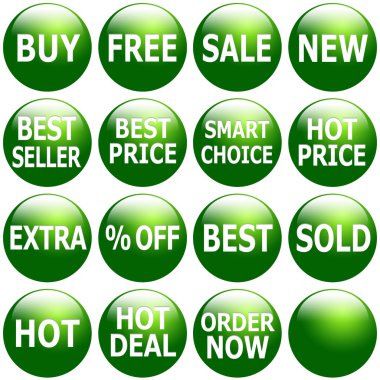 parlak yeşil promosyon web-simge kümesi