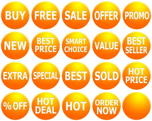 Set of Orange Promotional Web-Icons — Stock Photo, Image