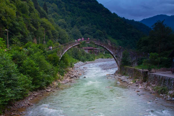 Famous Senyuva Cinciva Stone Bridge Storm Valley Firtina Vadisi Rize — Φωτογραφία Αρχείου
