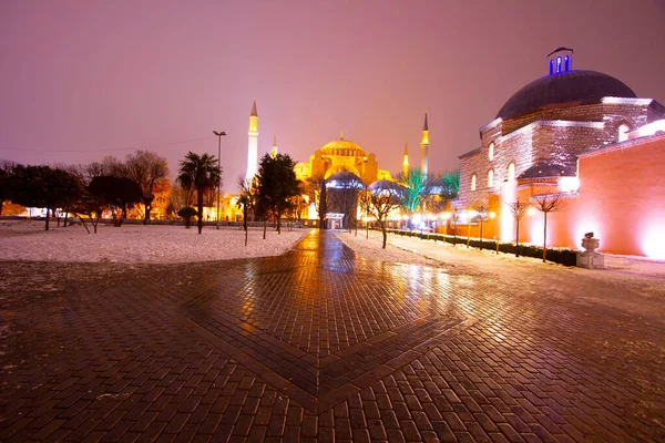 Mosquée Bleue Nuit Neige — Photo