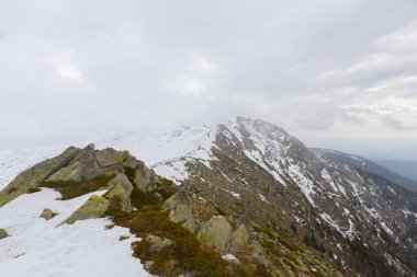 İnsanlar Uludağ Dağı 'nda kayak yapıyor. Uludağ Dağı Türkiye 'nin kayak merkezidir.