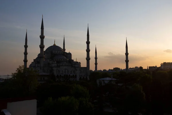 Μπλε Τζαμί Sultanahmet Camii Βοσπόρου Και Στον Ορίζοντα Πλευρά Ασίας — Φωτογραφία Αρχείου