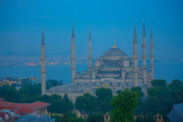 Mosquée Bleue Sultanahmet Camii Bosphore Horizon Latéral Asiatique Istanbul Turquie — Photo