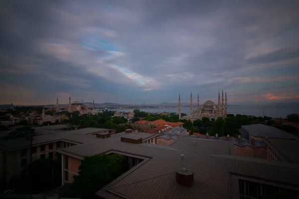 Blå Moskén Sultanahmet Camii Bosporen Och Asiatiska Sidan Skyline Istanbul — Stockfoto