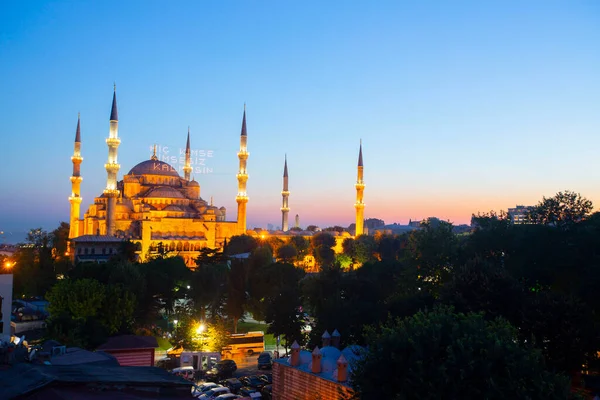 Μπλε Τζαμί Sultanahmet Camii Βοσπόρου Και Στον Ορίζοντα Πλευρά Ασίας — Φωτογραφία Αρχείου