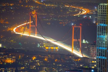 İstanbul ve Türkiye 'de hava gece panoramik iş manzarası