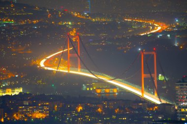 İstanbul ve Türkiye 'de hava gece panoramik iş manzarası