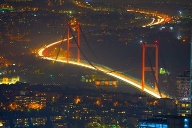 İstanbul ve Türkiye 'de hava gece panoramik iş manzarası
