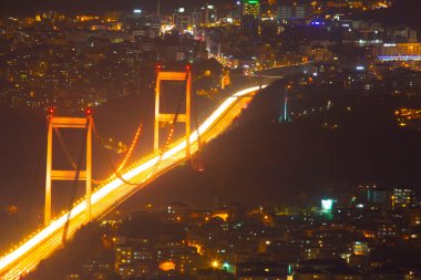 İstanbul ve Türkiye 'de hava gece panoramik iş manzarası
