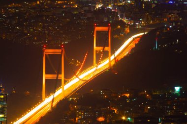İstanbul ve Türkiye 'de hava gece panoramik iş manzarası