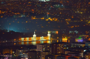 İstanbul ve Türkiye 'de hava gece panoramik iş manzarası