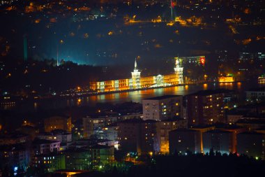 İstanbul ve Türkiye 'de hava gece panoramik iş manzarası