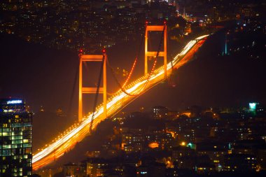 İstanbul ve Türkiye 'de hava gece panoramik iş manzarası